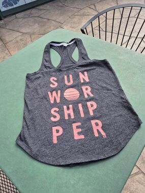 Victoria's Secret Charcoal Racerback Tank with Pink Graphic S/P